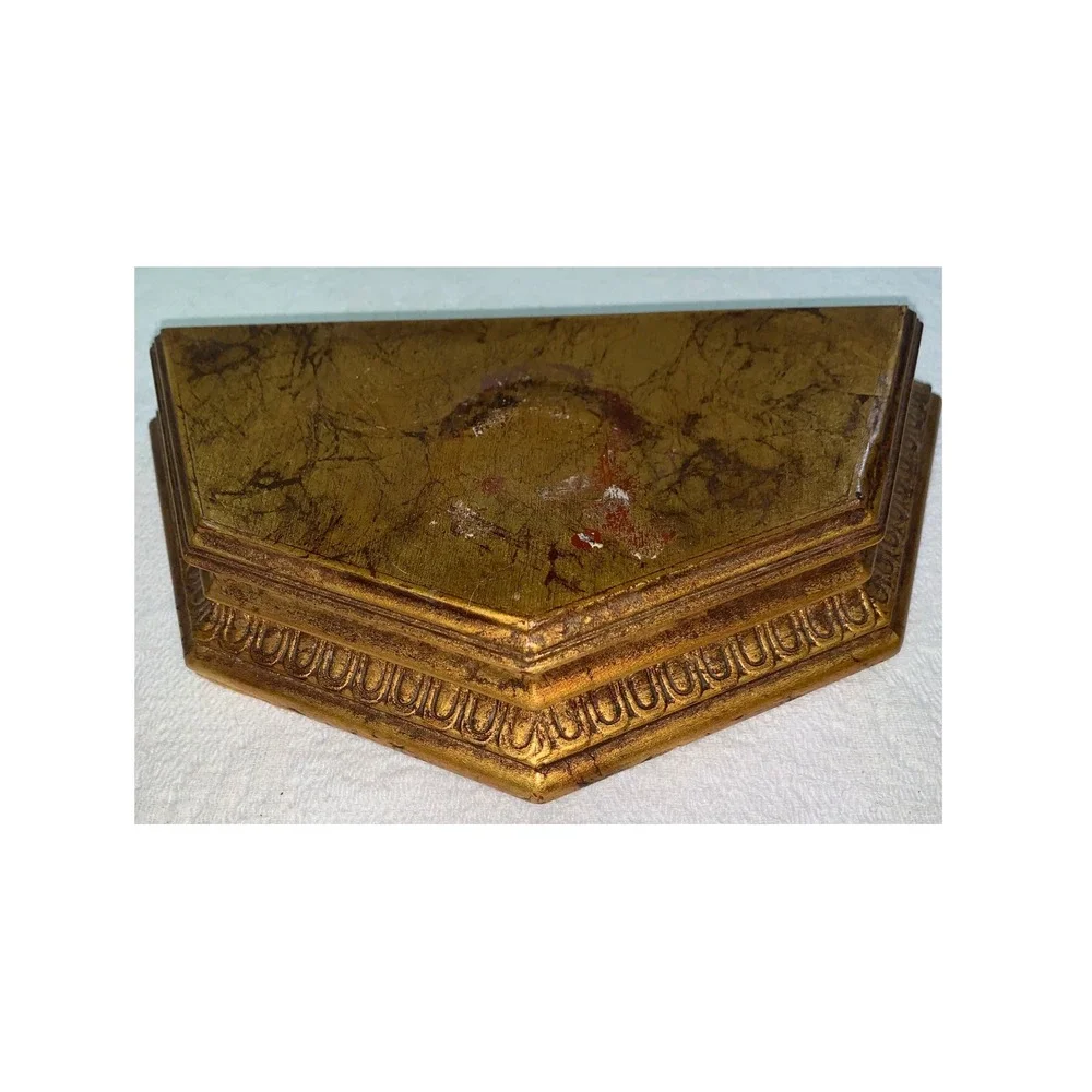 Vintage Gold Gilt Velvet Top Corbel Wall Shelf Egg & Dart Made in England 881748